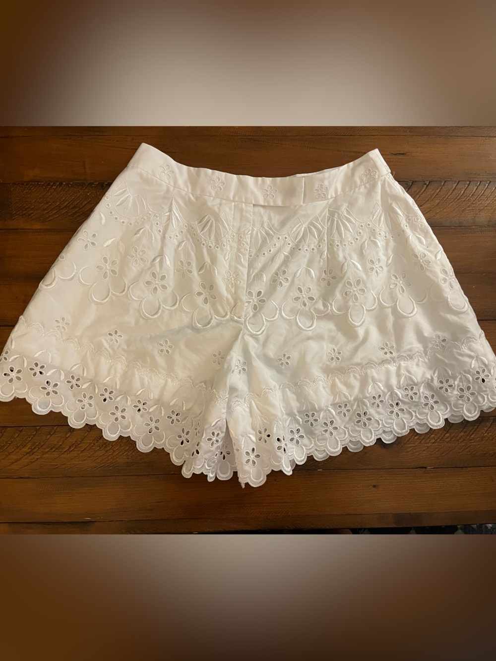 Simone Rocha White Eyelet Mini Skirt with Scalloped Hem
